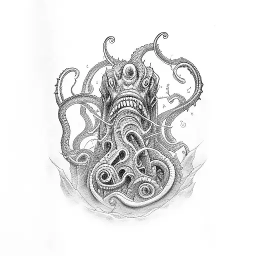 sea monster lovecraft tattoo design idea