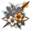  bold bow and arrow surrounded by lilys chest tattoo tattoo design idea