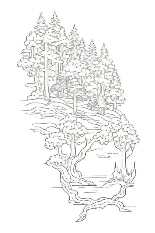 forest landscape tattoo design idea