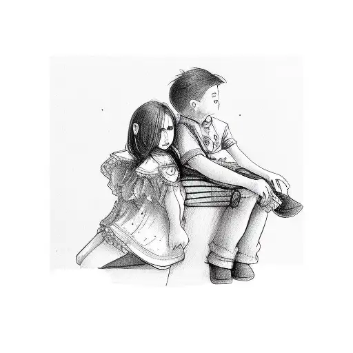 girl sitting on boy lap tattoo design idea