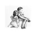 girl sitting on boy lap tattoo design idea