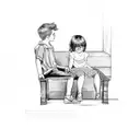 girl sitting on boy lap tattoo design idea