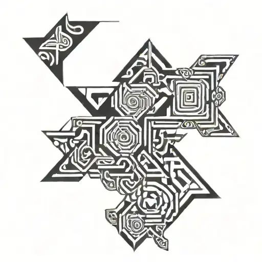 crazy Escher impossible patterns down arm tattoo design idea