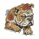 Fresno State Bulldog with paw prints slowly fading tattoo design idea
