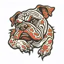 Fresno State Bulldog with paw prints slowly fading tattoo design idea