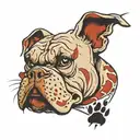 Fresno State Bulldog with paw prints slowly fading tattoo design idea