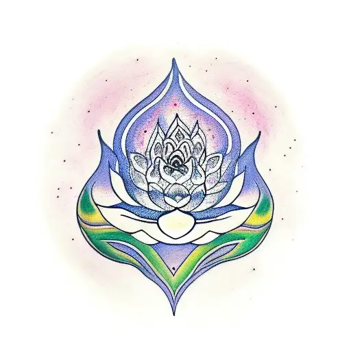 OM with lotus.  full moon. 16 stars tattoo design idea