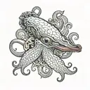 squid wrapped round tattoo design idea