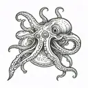 squid wrapped round tattoo design idea