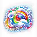 Rainbow between two clouds tattoo design idea