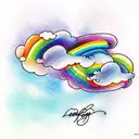 Rainbow between two clouds tattoo design idea