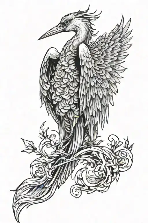 heron seraphim angel tattoo design idea