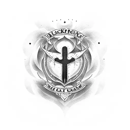 A blackwork tattoo of a medical center symbol incorporating elements of Harley Quinn tattoo design idea