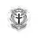 A blackwork tattoo of a medical center symbol incorporating elements of Harley Quinn tattoo design idea