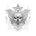 A blackwork tattoo of a medical center symbol incorporating elements of Harley Quinn tattoo design idea