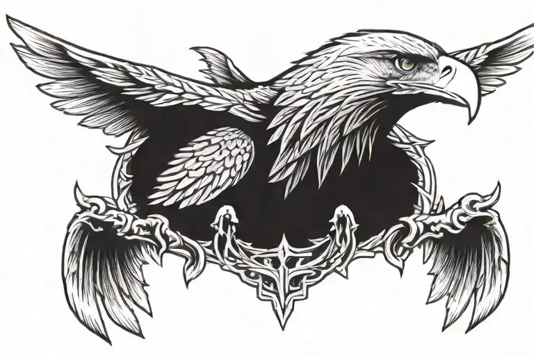 eagle face on chest   tattoo design idea