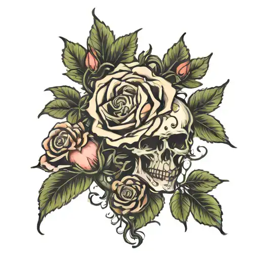 poison tree with no leafs and has rose and a moon  tattoo design idea