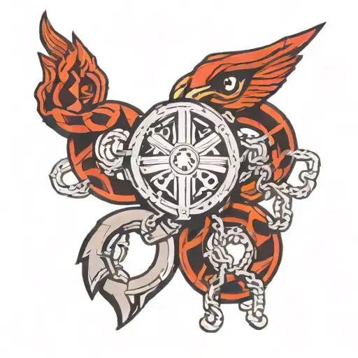 chain links broker tattoo design idea