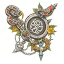 chain links broker tattoo design idea