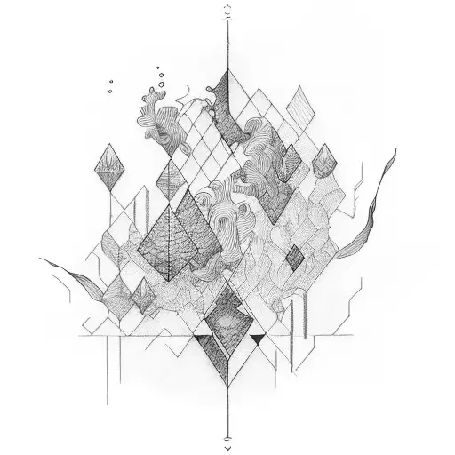 geometric water color vines tattoo design idea