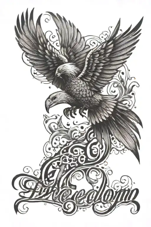 freedom written tattoo design idea