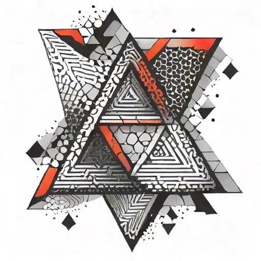 penrose triangle, red and black, red being inside and a gradient possibly dotwork inside  tattoo design idea
