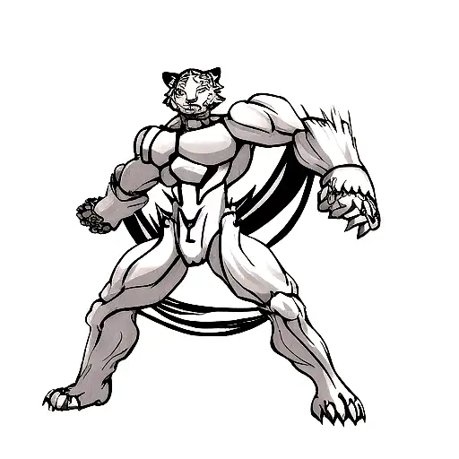 Full body Humanoid White Tiger tattoo design idea