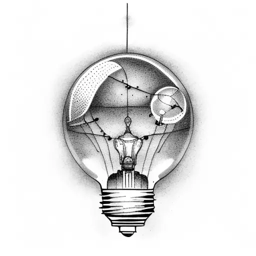 father and son inside light bulb tattoo design idea