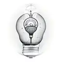 father and son inside light bulb tattoo design idea