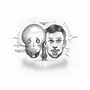 father and son inside light bulb tattoo design idea
