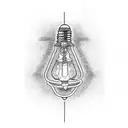 father and son inside light bulb tattoo design idea