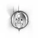 father and son inside light bulb tattoo design idea