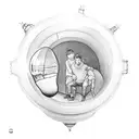 father and son inside light bulb tattoo design idea