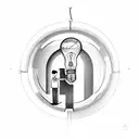 father and son inside light bulb tattoo design idea