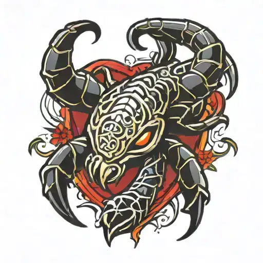 scorpion heart Venom Symbol tattoo design idea