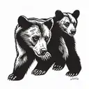 Two bears cubs walking tattoo design idea