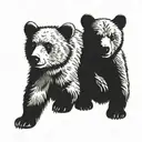 Two bears cubs walking tattoo design idea