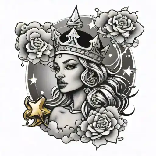 Tyanna,star,crown, clouds   tattoo design idea