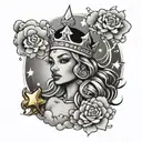 Tyanna,star,crown, clouds   tattoo design idea