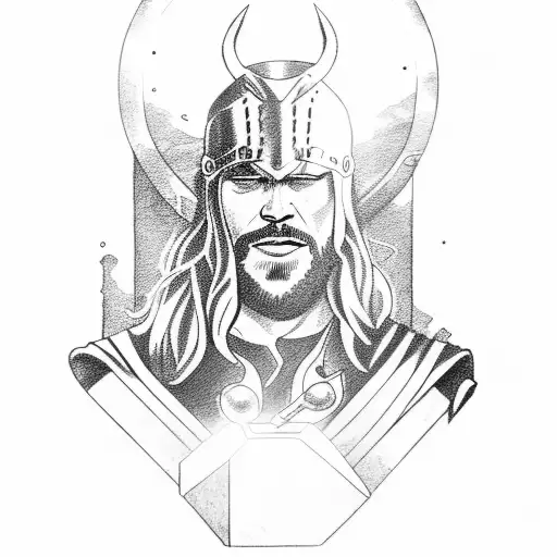Thor drinking wine from a goblet tattoo design idea