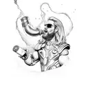 Thor drinking wine from a goblet tattoo design idea