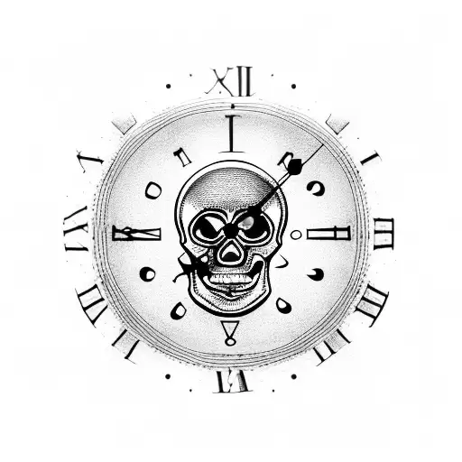 skull clock tattoo