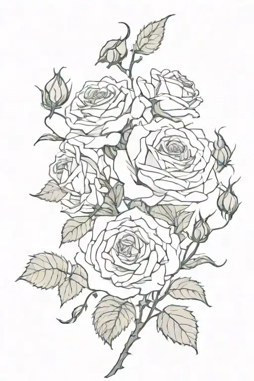 long vine of roses and rose buds tattoo design idea