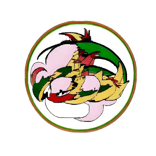 Circular anime dragon tattoo design idea