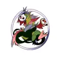 Circular anime dragon tattoo design idea