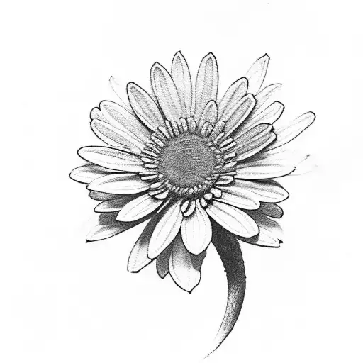A sword intertwined with a blooming chrysanthemum, a daisy and a narcissus tattoo design idea