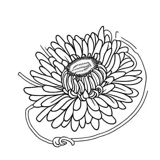 A sword  with a chrysanthemum, a daisy and a narcissus tattoo design idea
