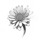 A sword intertwined with a blooming chrysanthemum, a daisy and a narcissus tattoo design idea