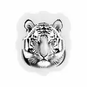 Full arm tiger tattoo with skulls tattoo design idea