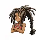dark skin boy with dreadlocks  tattoo design idea